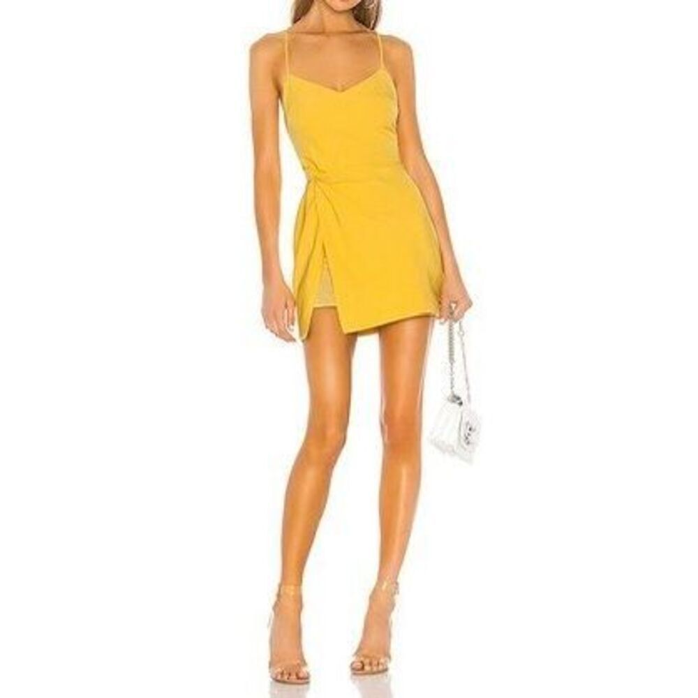 NWT NBD Venice Blvd Yellow Lined Mini Dress Small